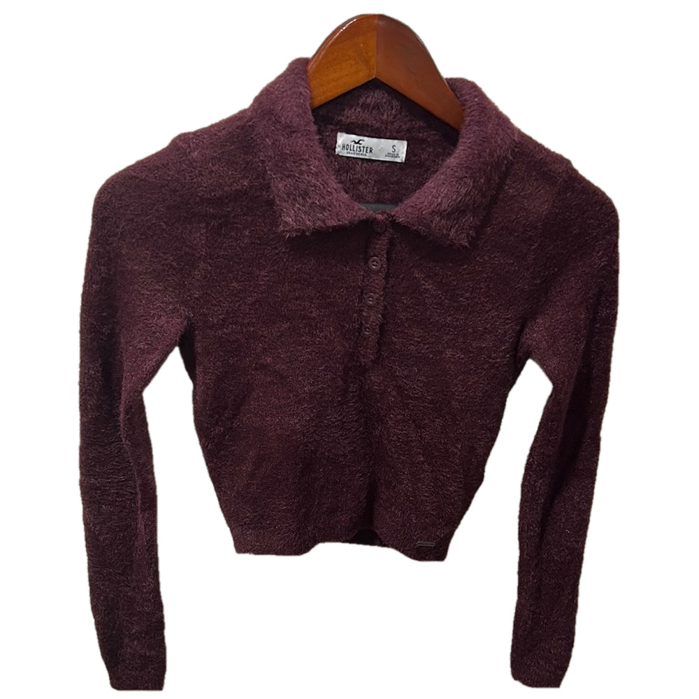 Hollister Hollister Maroon Fuzzy Cropped Sweater size S GUC